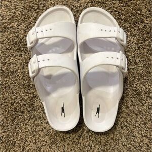 White Slide Sandals